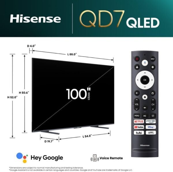 Hisense QD7 Series 100-Inch QLED 4K Smart TV review for gamers and movie lovers