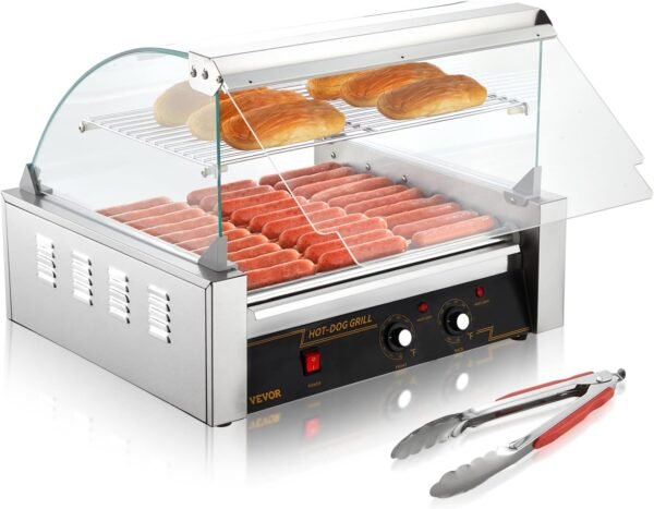 VEVOR Hot Dog Roller 11 Rollers Review Efficient Sausage Grill with Bun Warmer