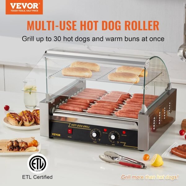 VEVOR Hot Dog Roller 11 Rollers Review Efficient Sausage Grill with Bun Warmer