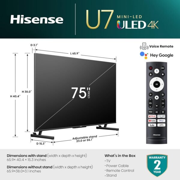 Hisense 75-Inch U7 Series Mini-LED 4K TV review with Dolby Vision insights