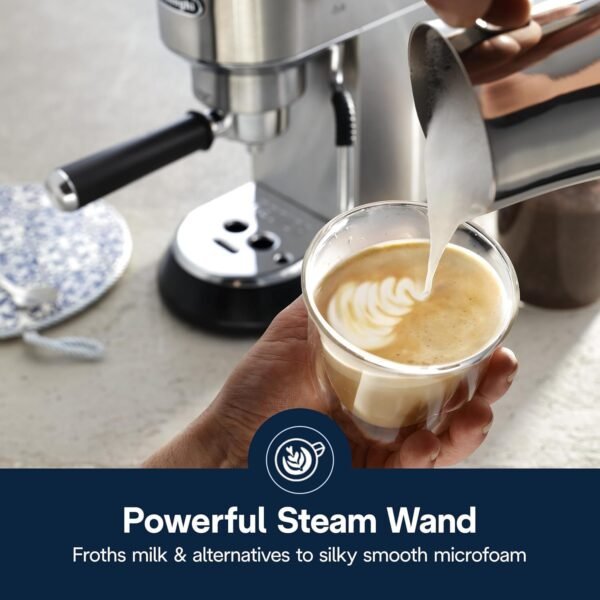 71xmy2gde0L._AC_SL1500_ De'Longhi Dedica Arte Espresso Machine review compact design with My LatteArt steam wand