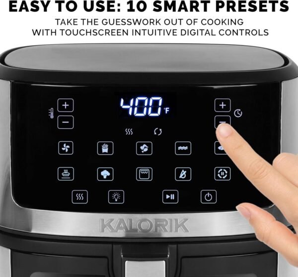 Kalorik Air Fryer 5 Quart Review Touchscreen Controls and 10 Smart Presets