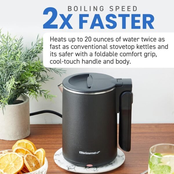 Elite Gourmet EKT719 Electric Kettle Review Compact Travel Design with Dual Voltage Feature