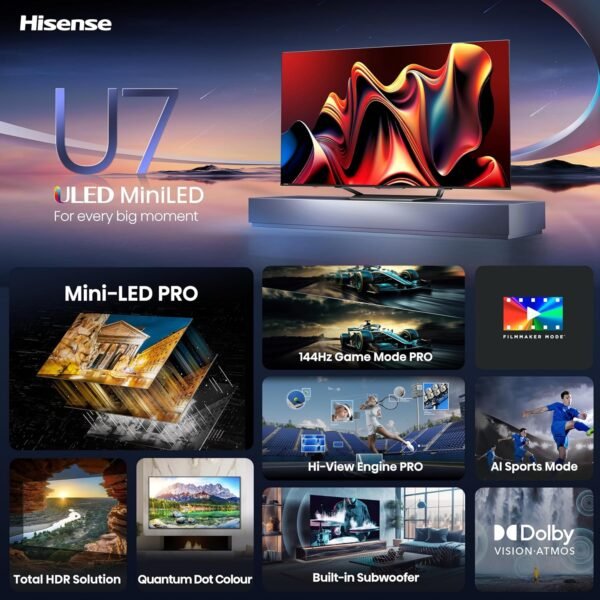 Hisense 75-Inch U7 Series Mini-LED QLED TV review 4K UHD gaming features tested